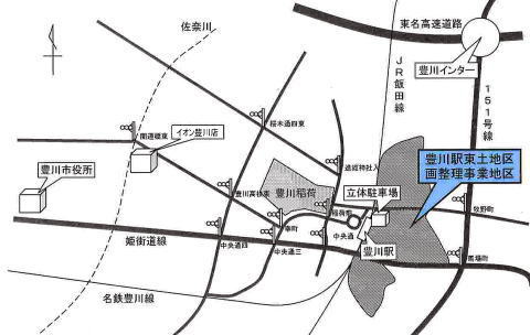 豊川駅東土地区画整理事業地区位置図