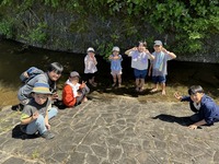 水辺で遊んでいる子供たちの写真