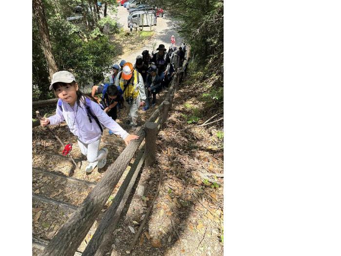 山道は急な階段もあります