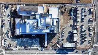 外構工事を行っている建設現場の上空から撮影した写真