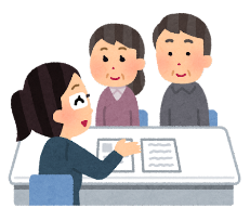 説明を受ける様子のイラスト