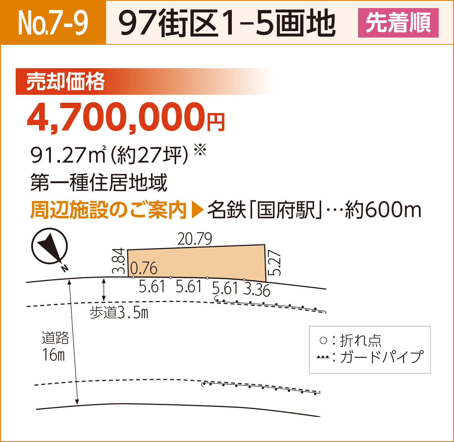97街区1-5画地の画地図と情報が載った説明図