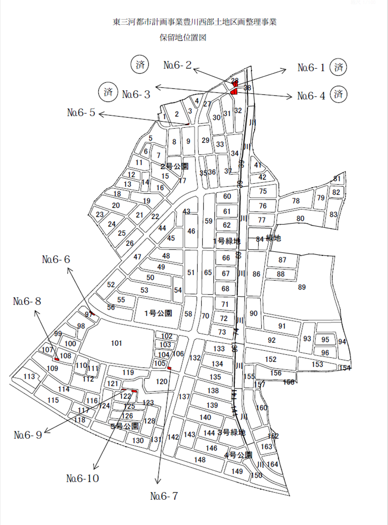 豊川西部保留地位置図