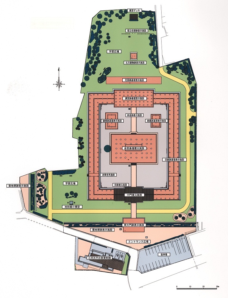 三河国分尼寺跡史跡公園内の各所の名称が書かれた全体図