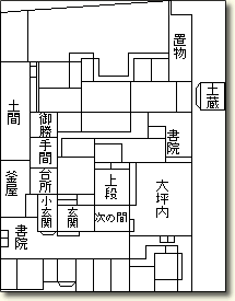 神木屋敷に移設された陣屋の間取り図