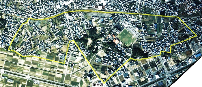 豊川駅東区画整理事業地区整備前航空写真
