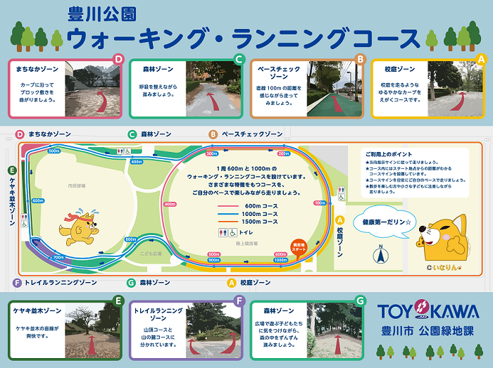 豊川公園ウォーキングランニングコースマップ