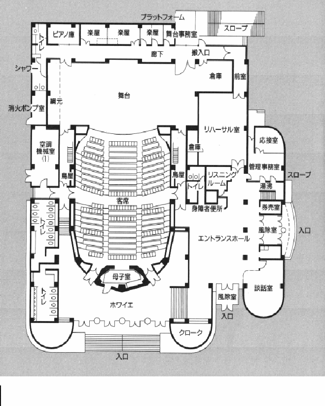 フロイデンホール平面図1階