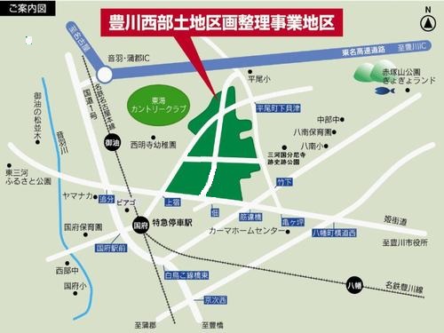 豊川西部土地区画整理事業位置図