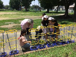 野菜作りを教わる子どもたちの様子
