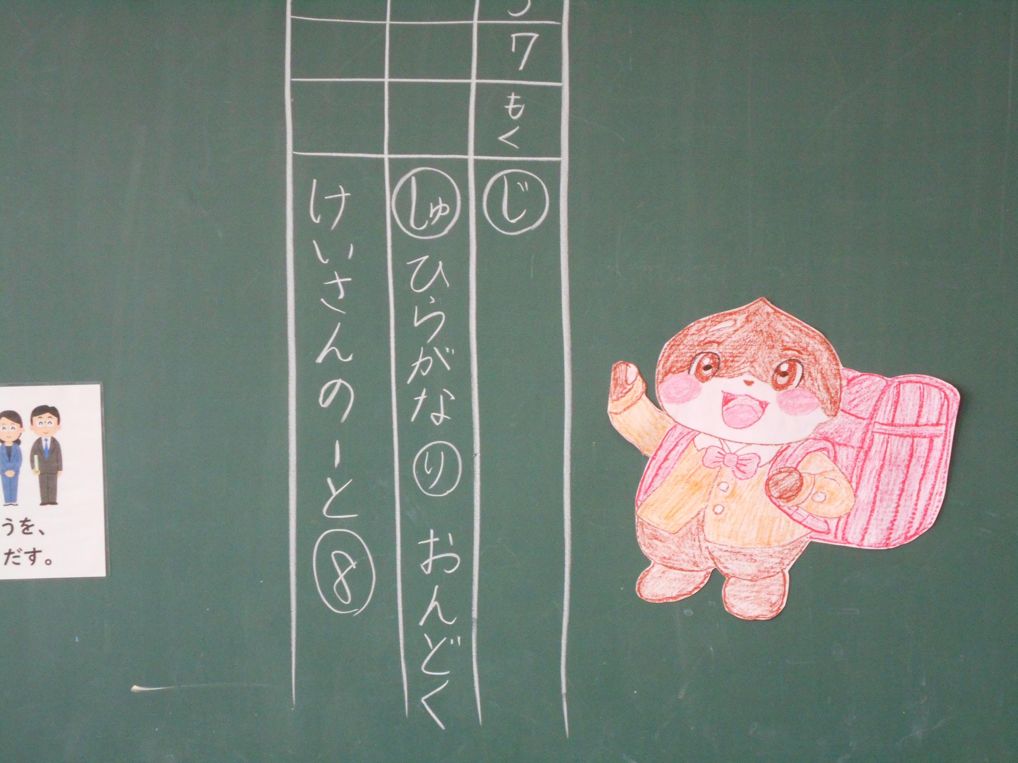 1年生の教室には連絡帳のお手本が書かれています。