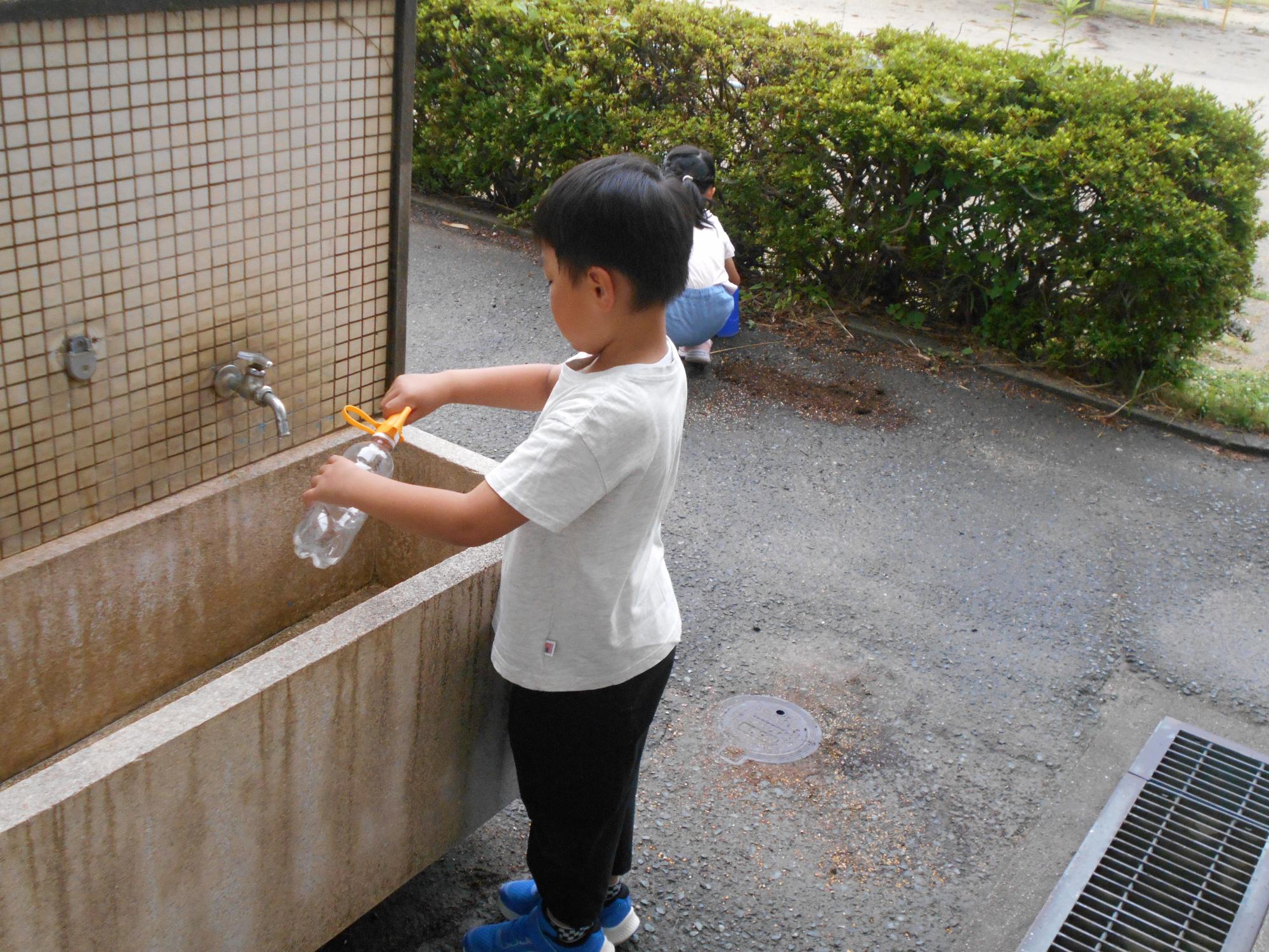 水差しに水を沢山入れます。