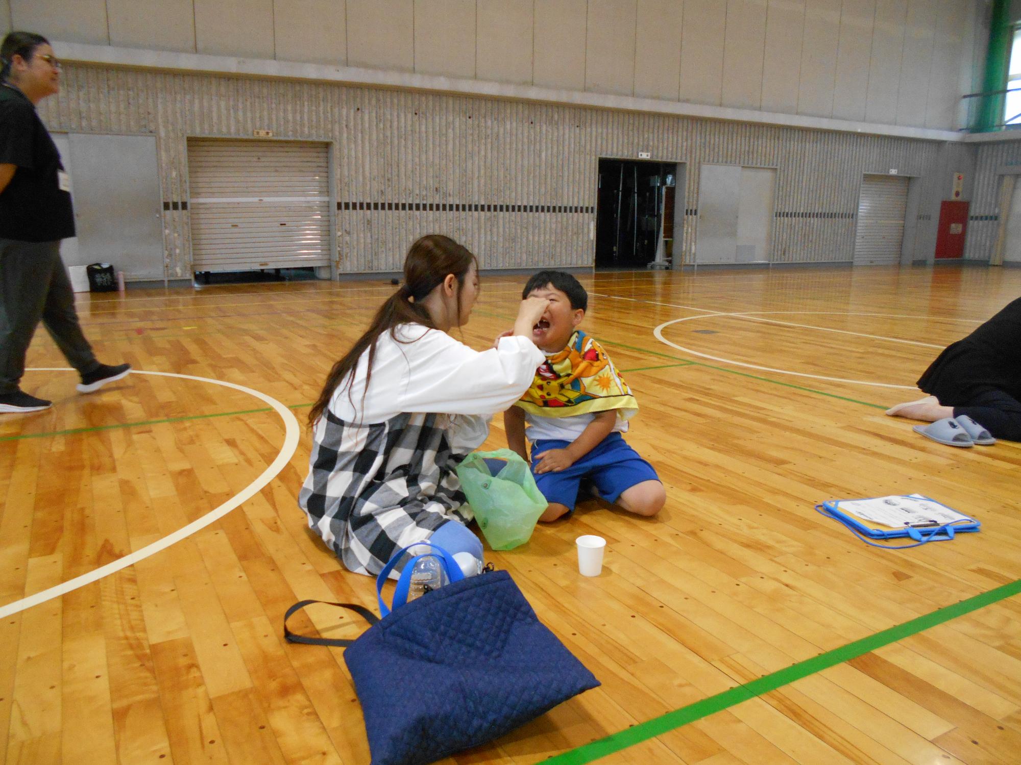 お母さんと勉強しました。