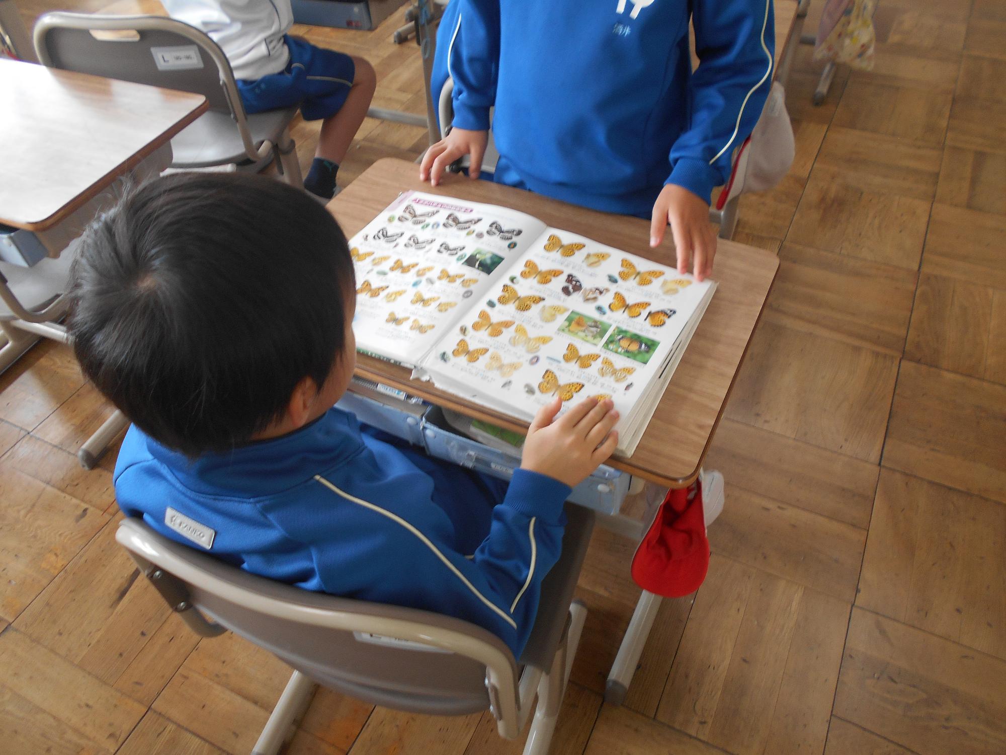 1年生は絵や写真が多い本を選んでいます。