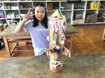 毛糸を髪の毛に！