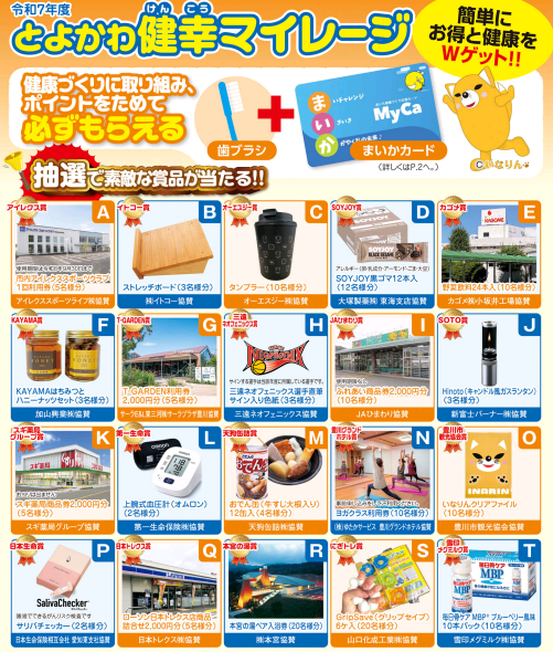 令和7年度とよかわ健幸マイレージ協賛賞品一覧のサンプル画像