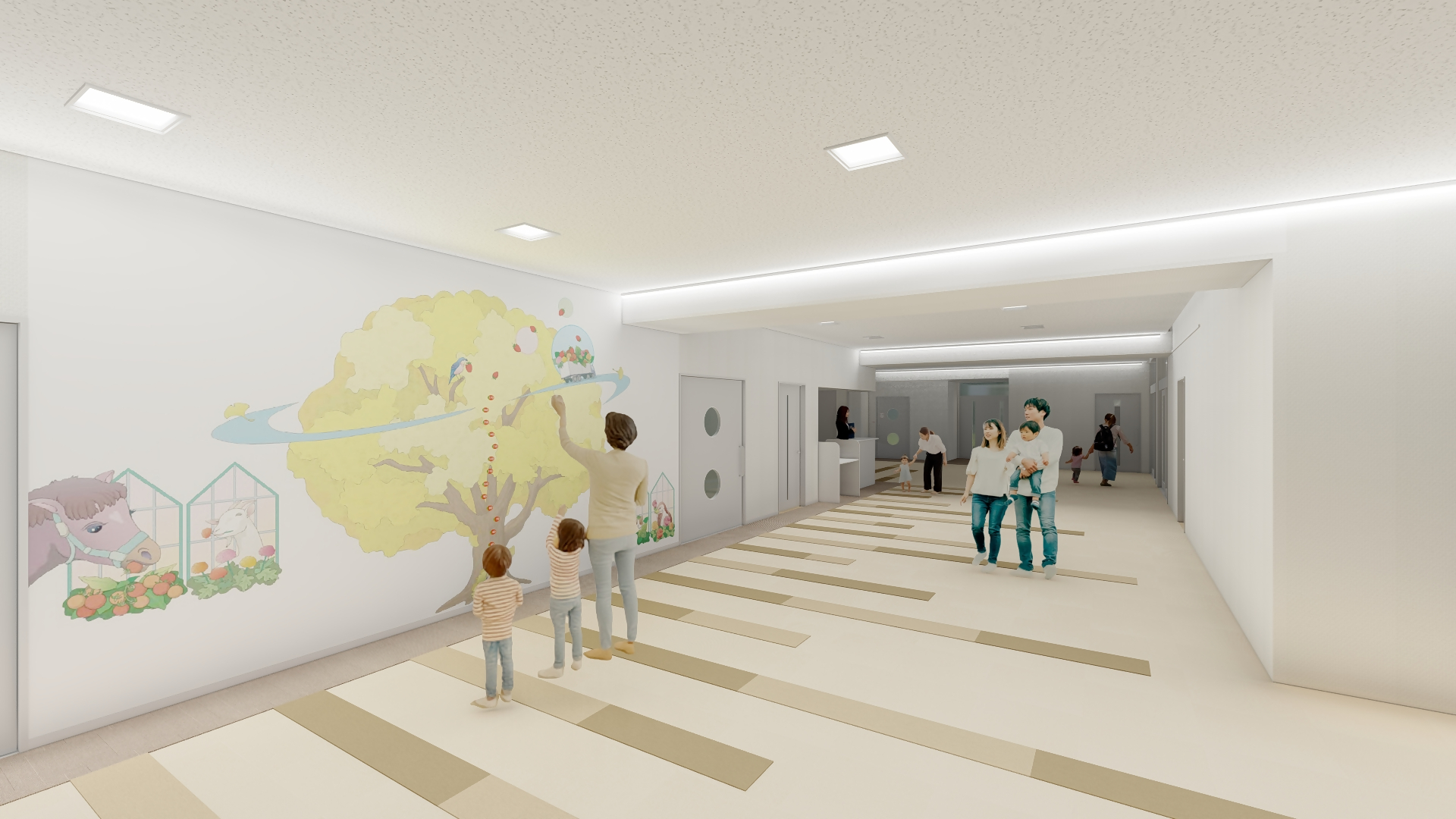 総合保健センターのこども健診エリアのパース画像