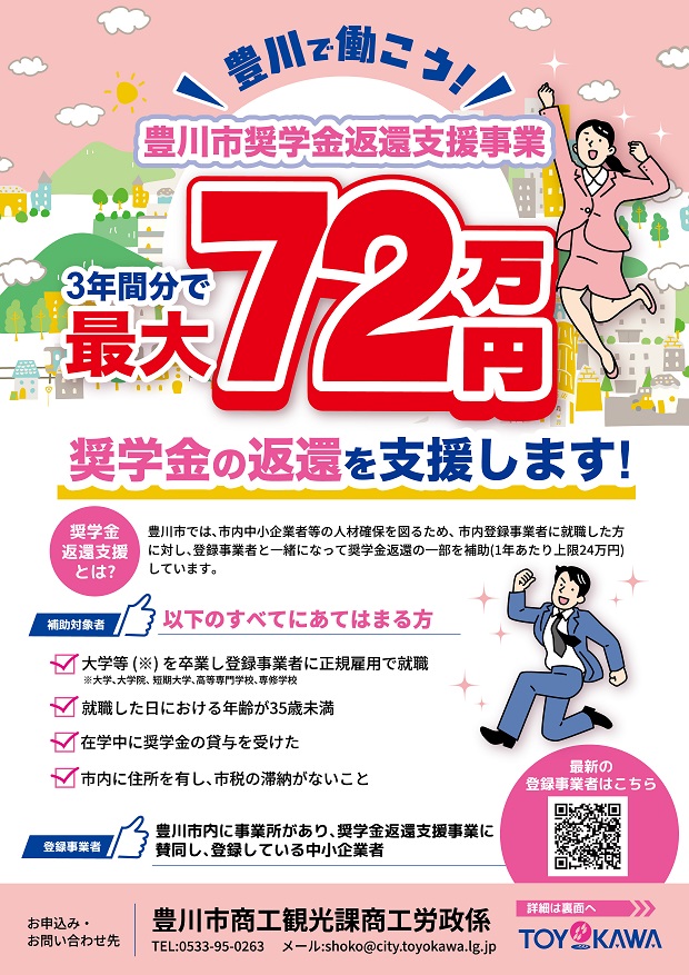 【奨学金返還】最大72万円の奨学金の返還を支援します！