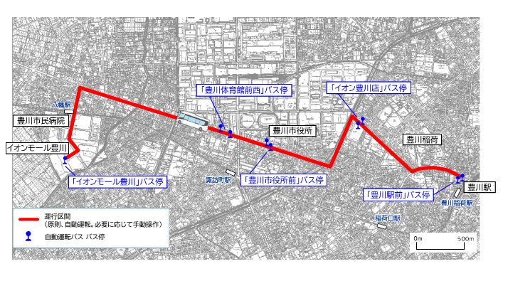 自動運転バスの運行ルート図です。