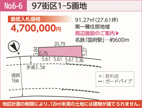 97街区1-5画地の画地図と情報が載った説明図