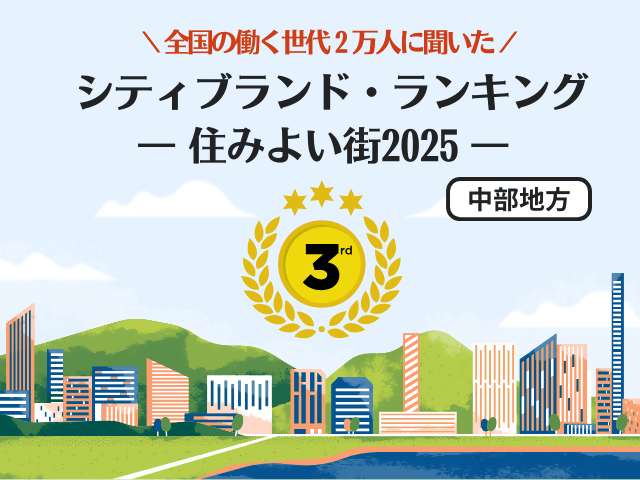 シティブランド・ランキング －住みよい街2025－ 中部地方で3位にランクイン