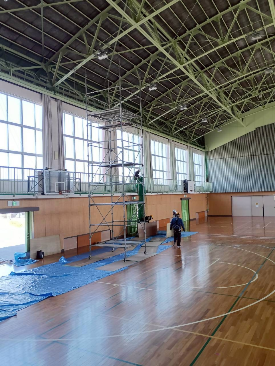体育館の工事の様子