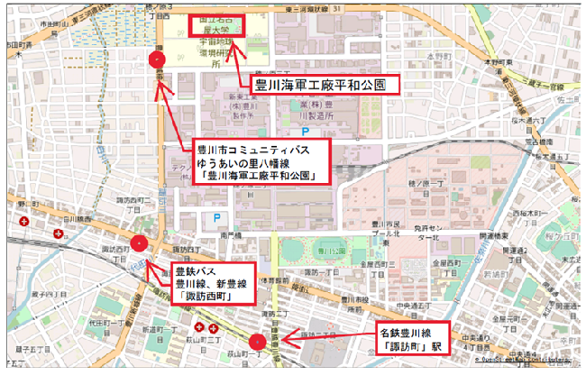 豊川海軍工廠平和公園近隣案内図