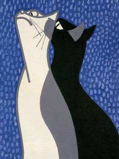凝視(二匹の猫)1952年　斎藤清美術館から提供