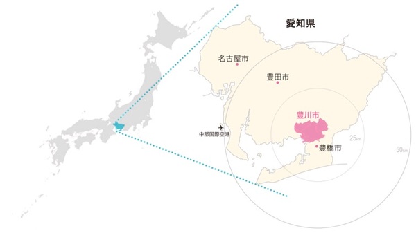豊川市の位置図